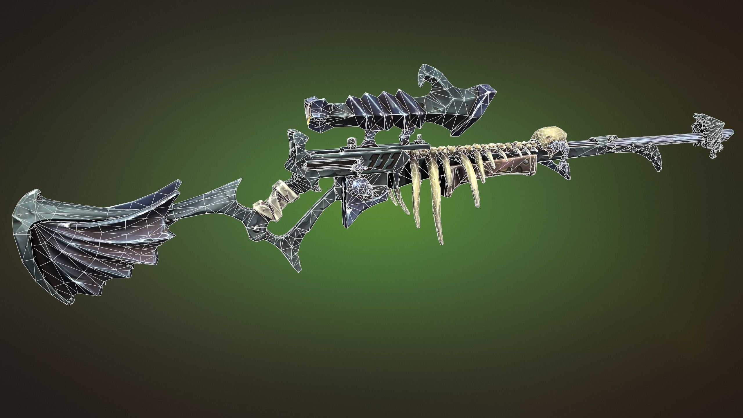 Undead sniper rifle Low-poly 3D model_1