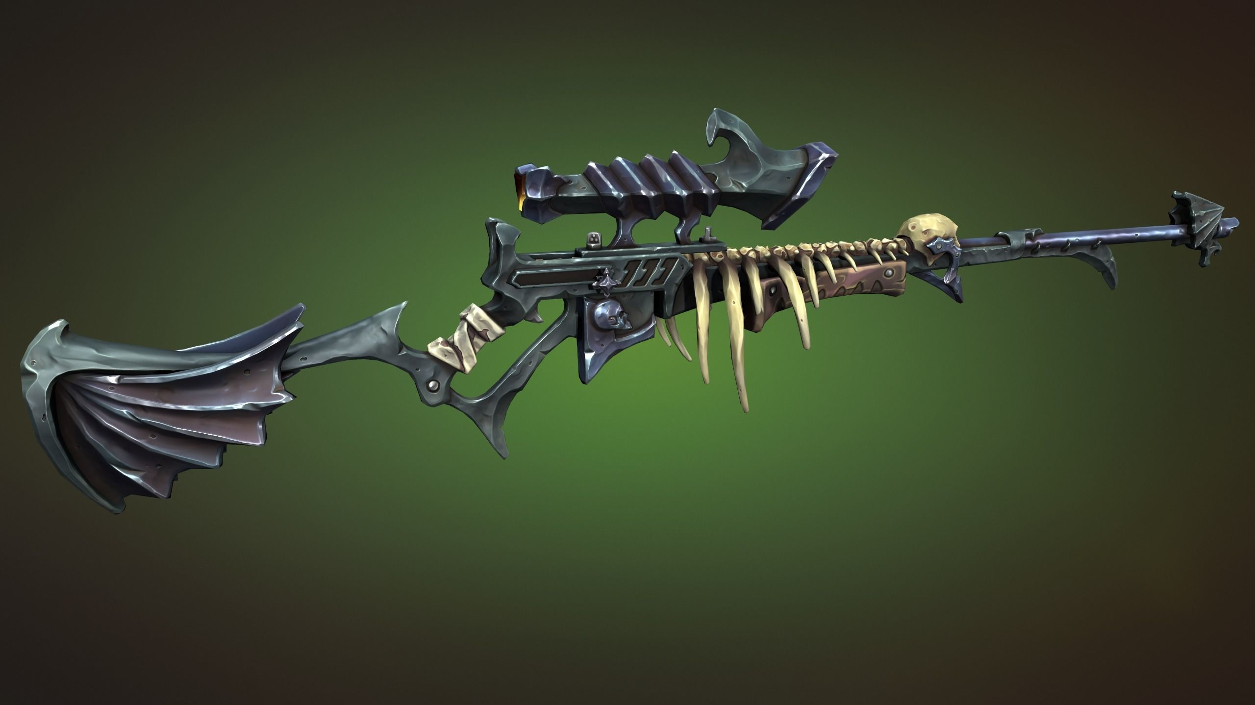 Undead sniper rifle Low-poly 3D model_2