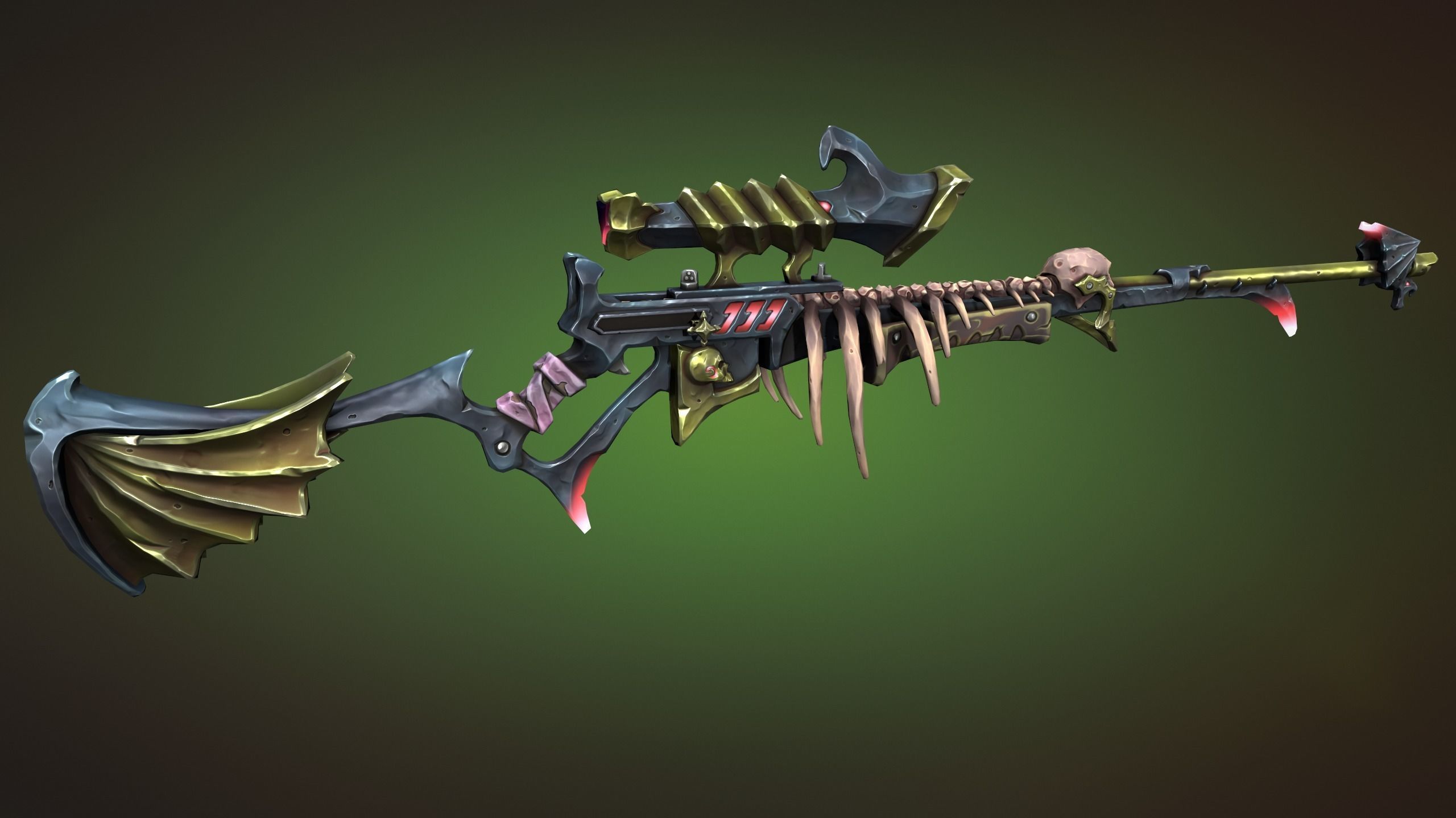 Undead sniper rifle Low-poly 3D model_4