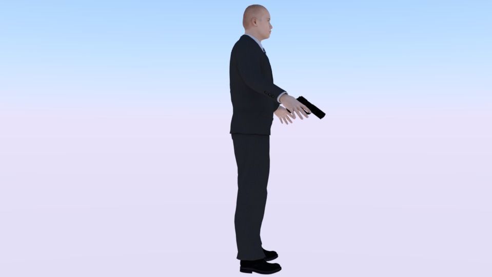 A Man in a Security Guard Costume 01 Low-poly 3D model_1