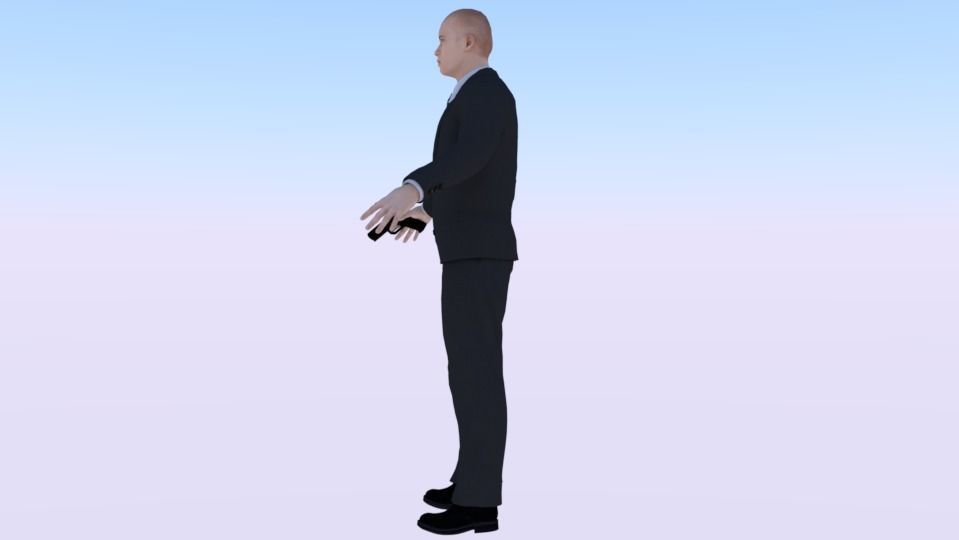 A Man in a Security Guard Costume 01 Low-poly 3D model_2