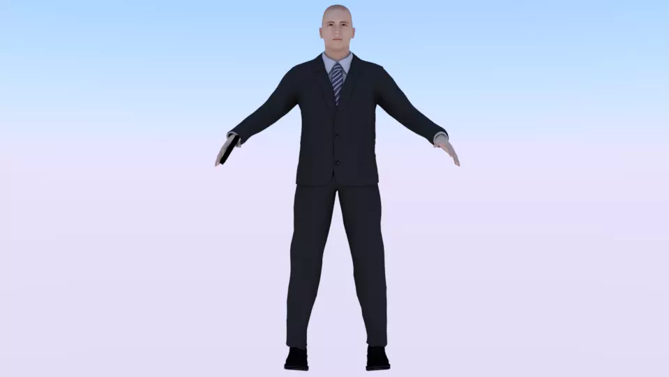 A Man in a Security Guard Costume 01 Low-poly 3D model_0