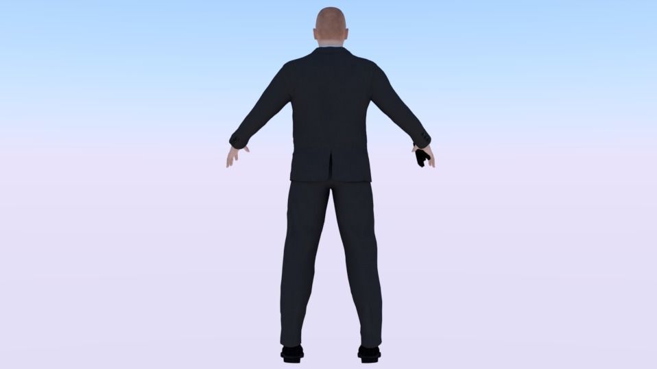 A Man in a Security Guard Costume 01 Low-poly 3D model_3