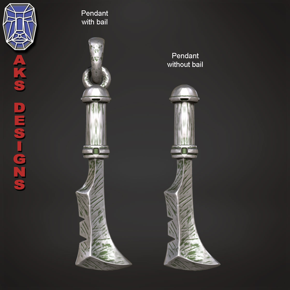 Pendant biker punk knife v171 3D print model_7