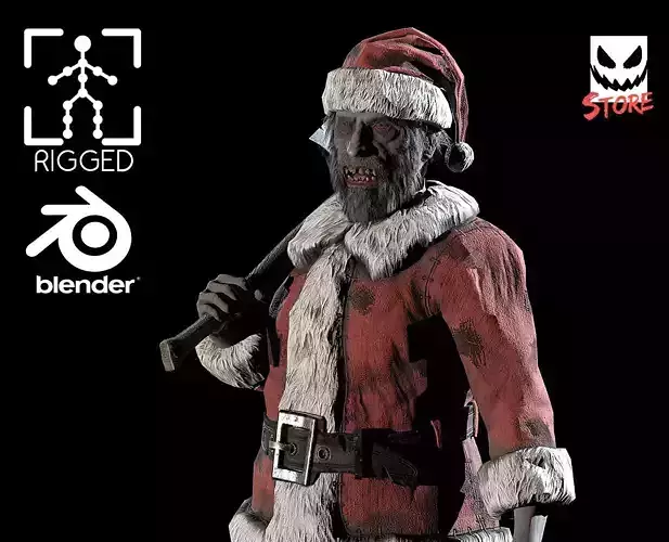 Zombie Santa Low-poly 3D model