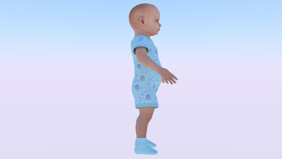 Baby Boy in a Jumper 01 Low-poly 3D model_1