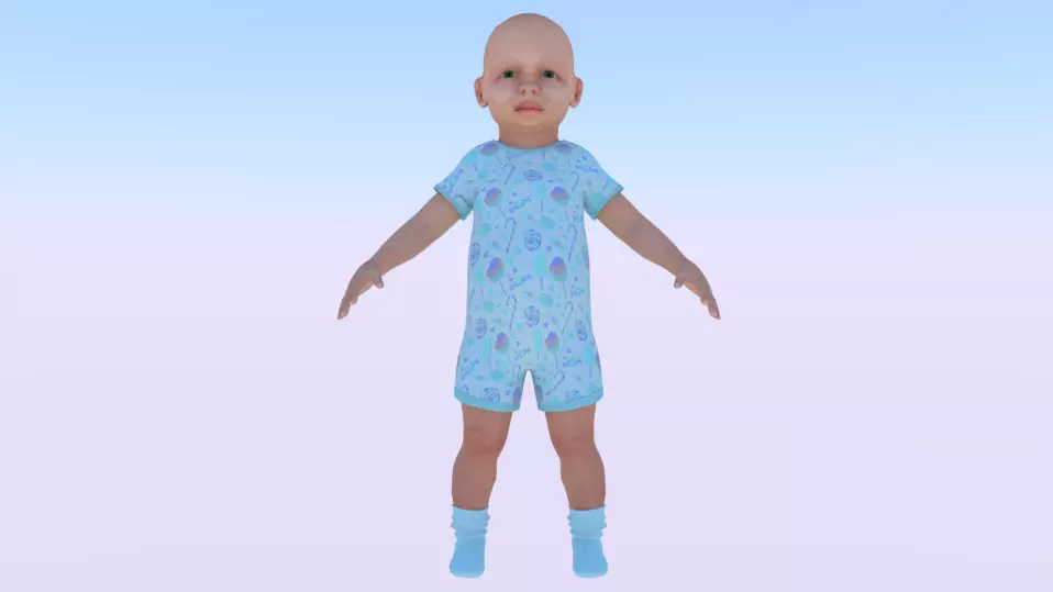 Baby Boy in a Jumper 01 Low-poly 3D model_0