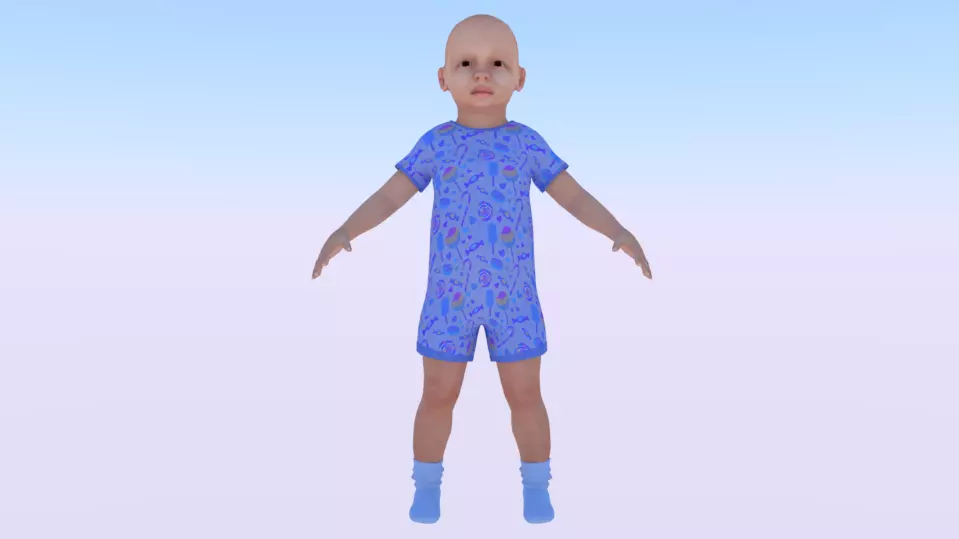Baby Boy in a Jumper 02 Low-poly 3D model_0
