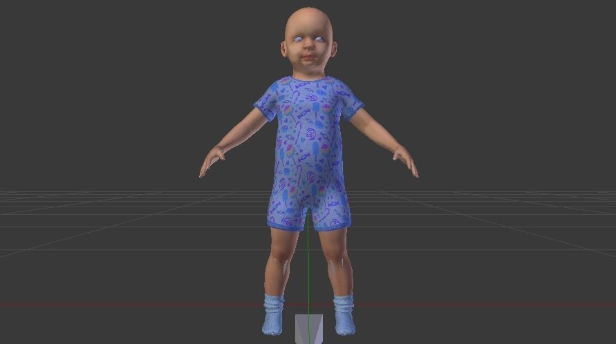 Baby Boy in a Jumper 02 Low-poly 3D model_8