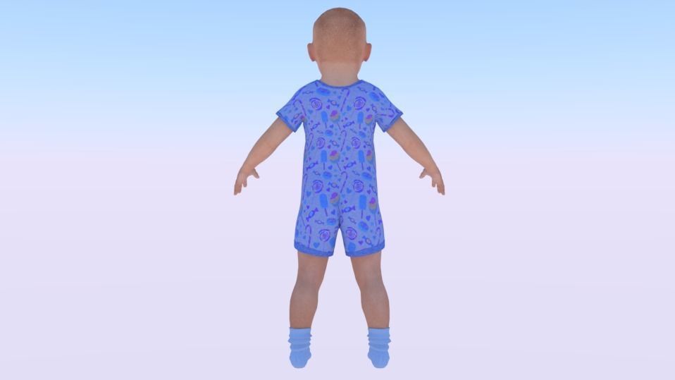 Baby Boy in a Jumper 02 Low-poly 3D model_3