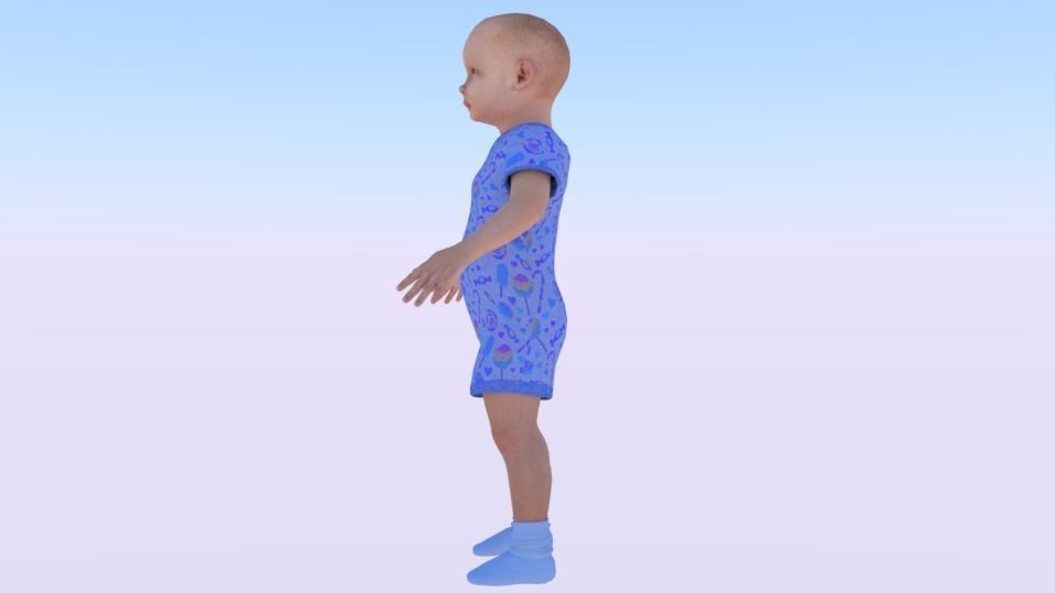 Baby Boy in a Jumper 02 Low-poly 3D model_2