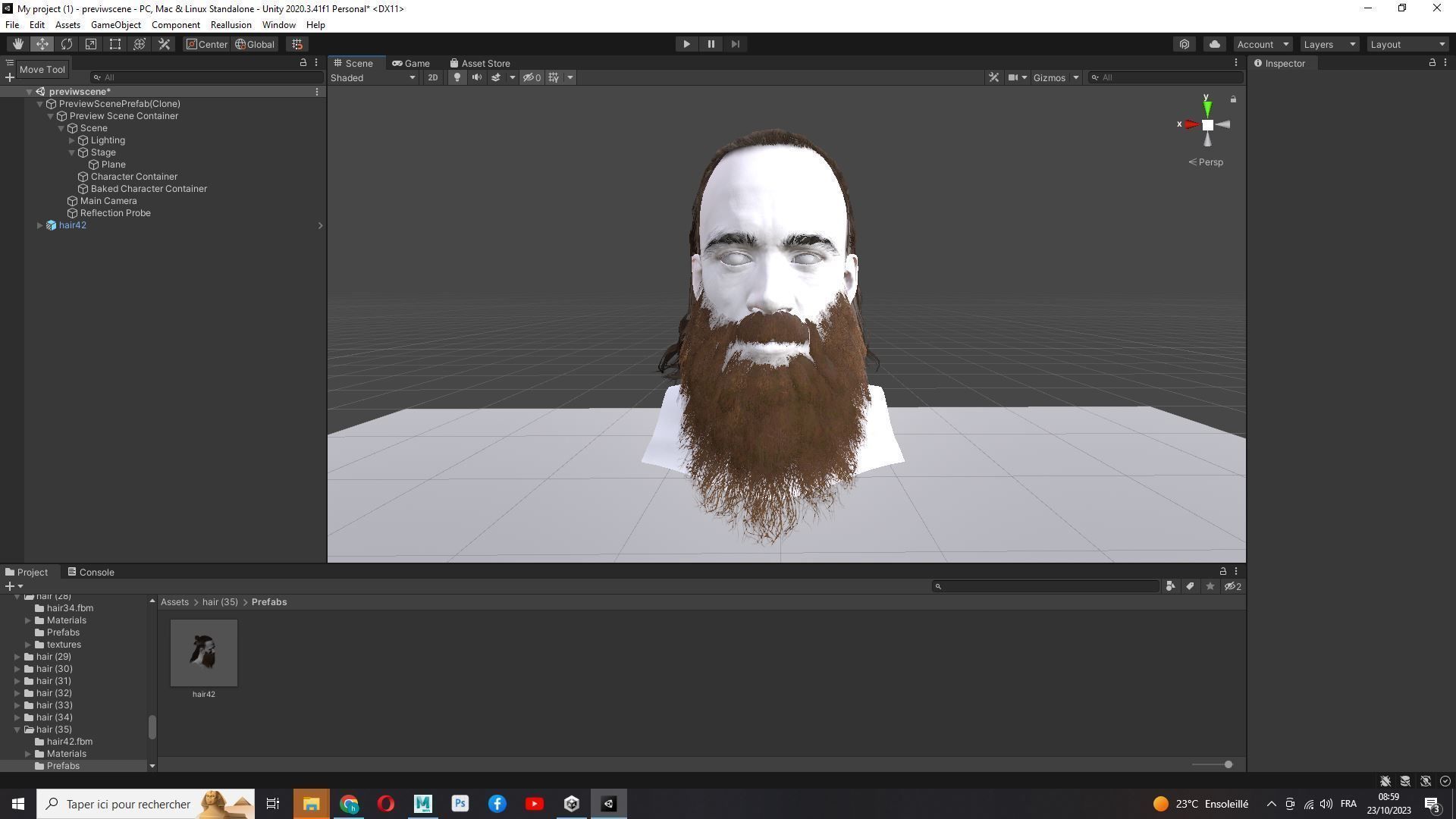 Half Bun And Long Male Hair Low-poly 3D model_24
