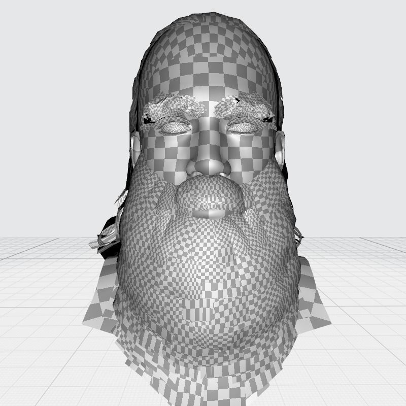 Half Bun And Long Male Hair Low-poly 3D model_26