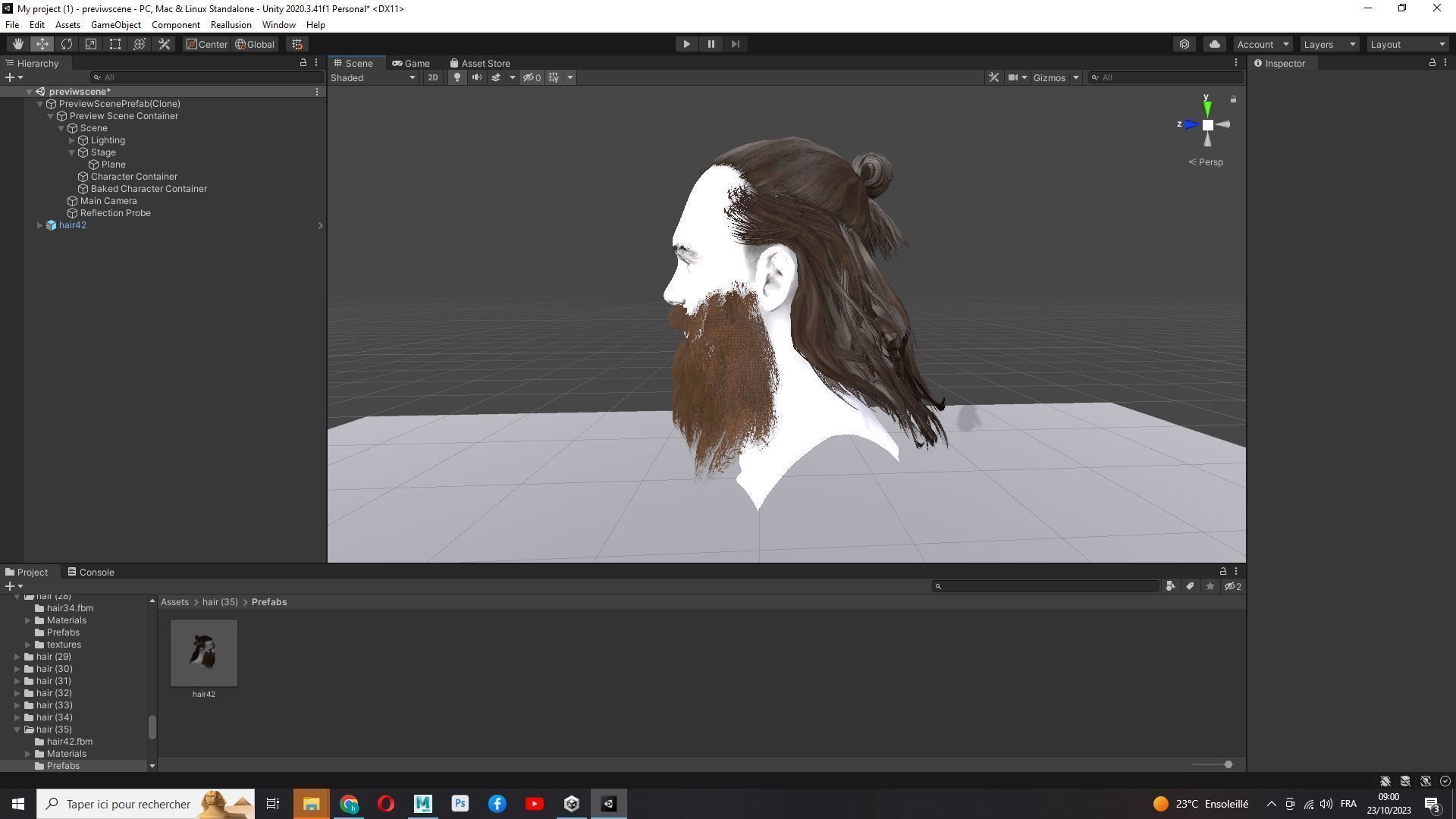 Half Bun And Long Male Hair Low-poly 3D model_25