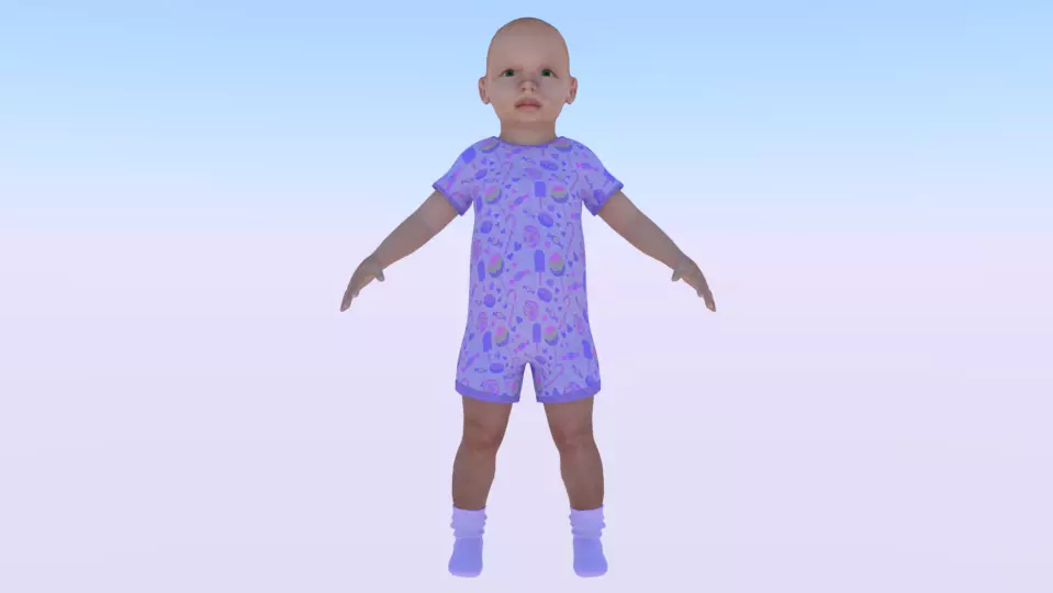 Baby Boy in a Jumper 04 Low-poly 3D model_0
