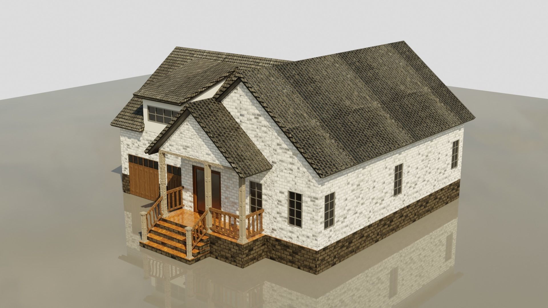 European House 010 Low-poly 3D model_3