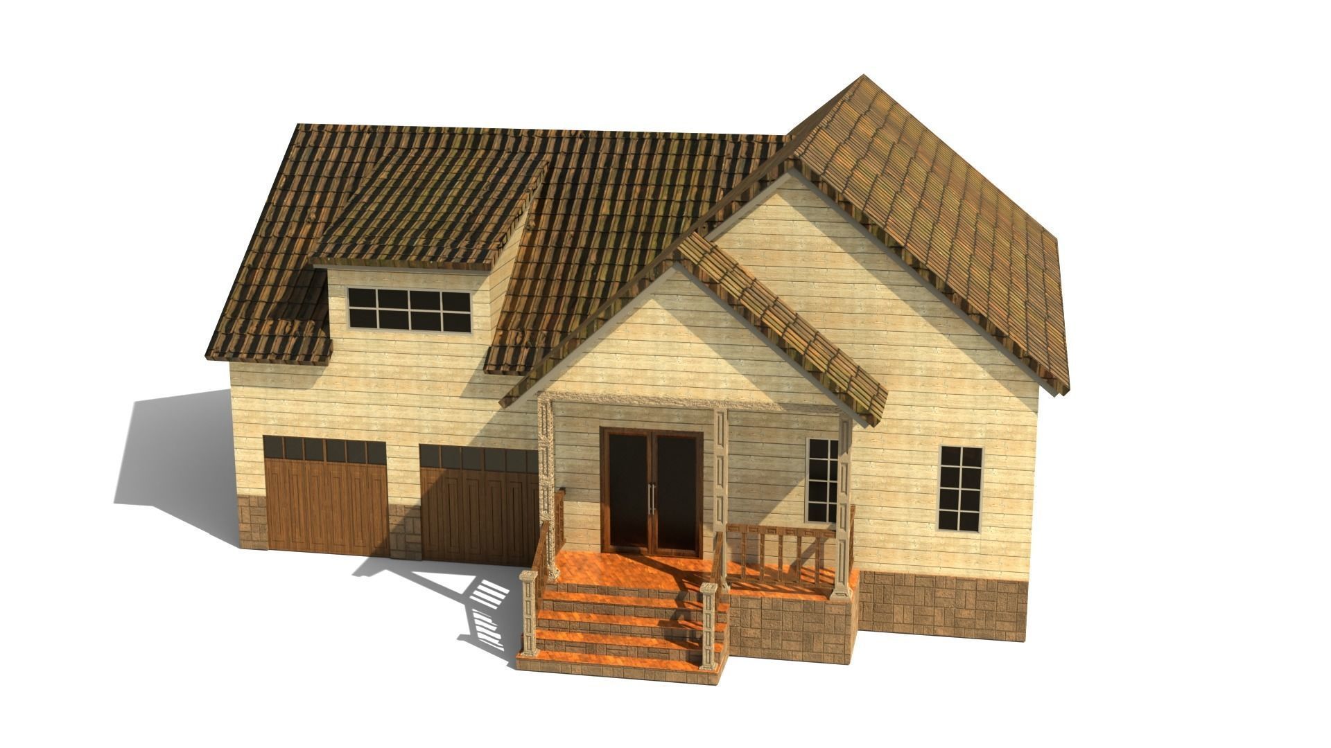 European House A 10  Low-poly 3D model_2