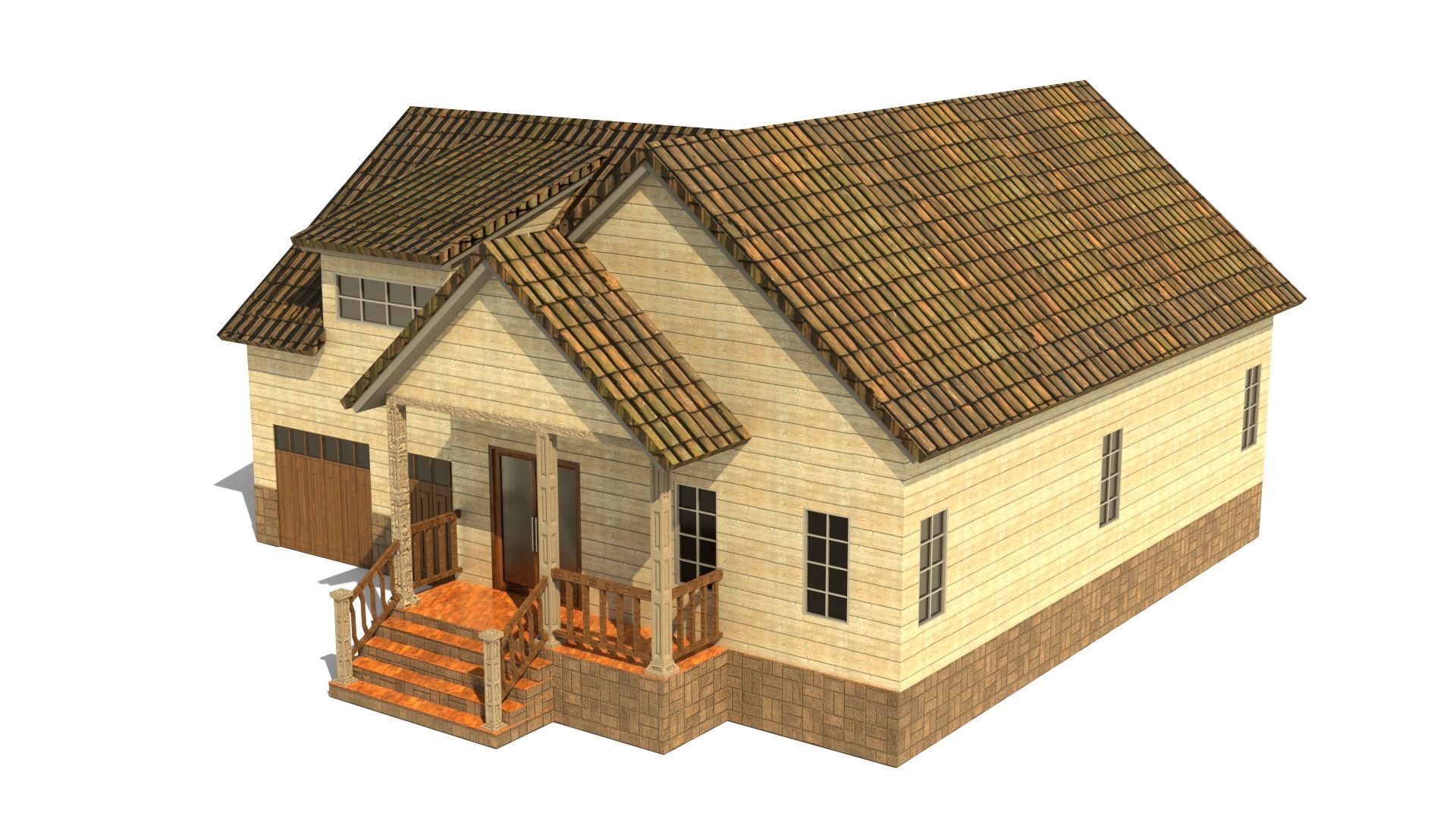 European House A 10  Low-poly 3D model_1
