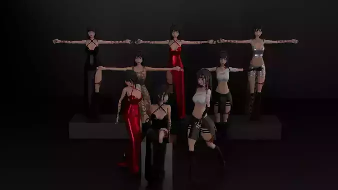 Stylized Female Character and cloth pack 3D model