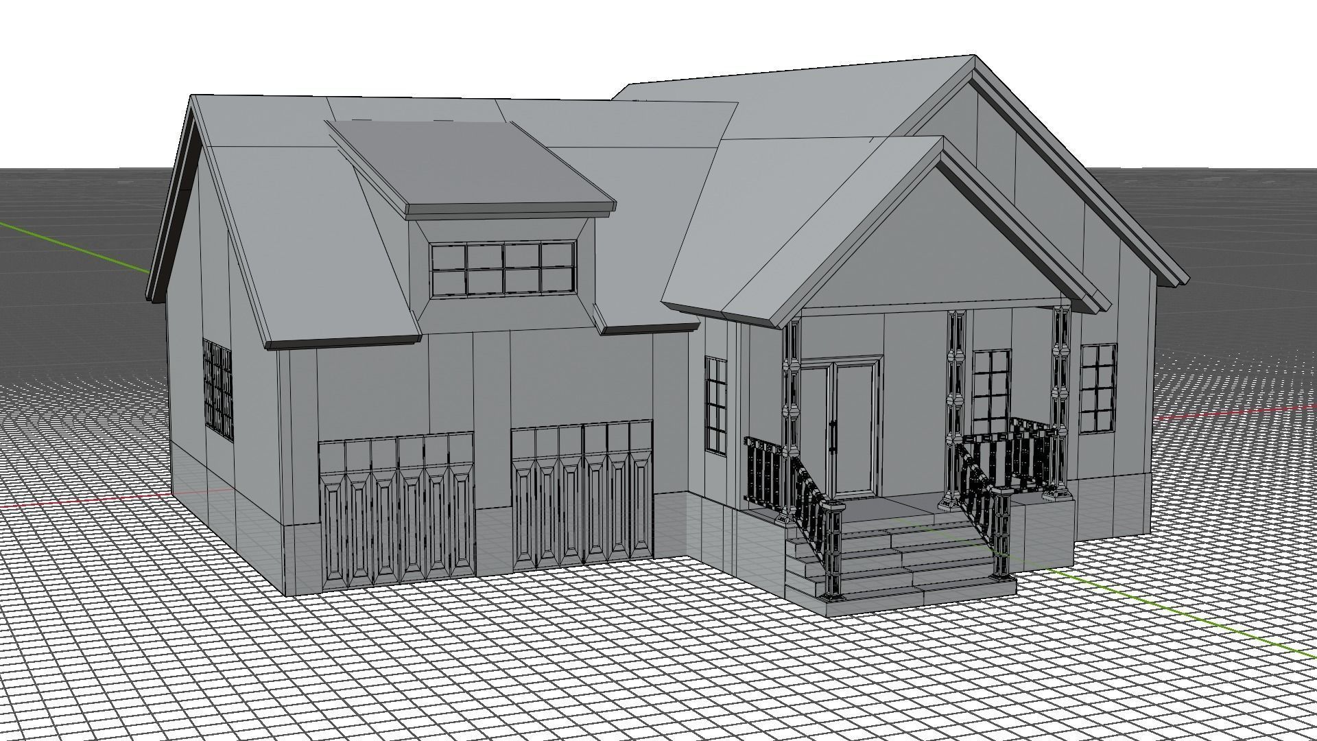 European House B 10 Low-poly 3D model_6