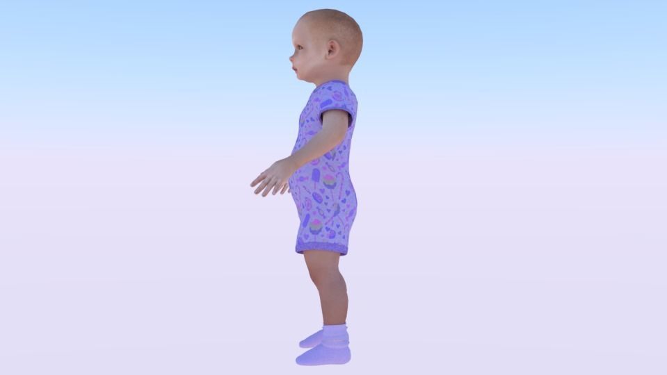 Baby Girl in a Jumper 04 Low-poly 3D model_2