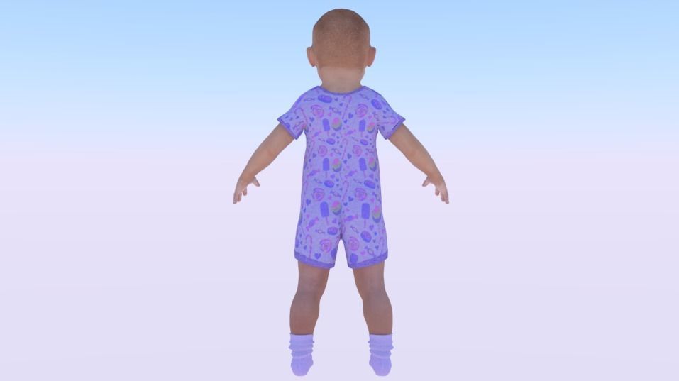 Baby Girl in a Jumper 04 Low-poly 3D model_3