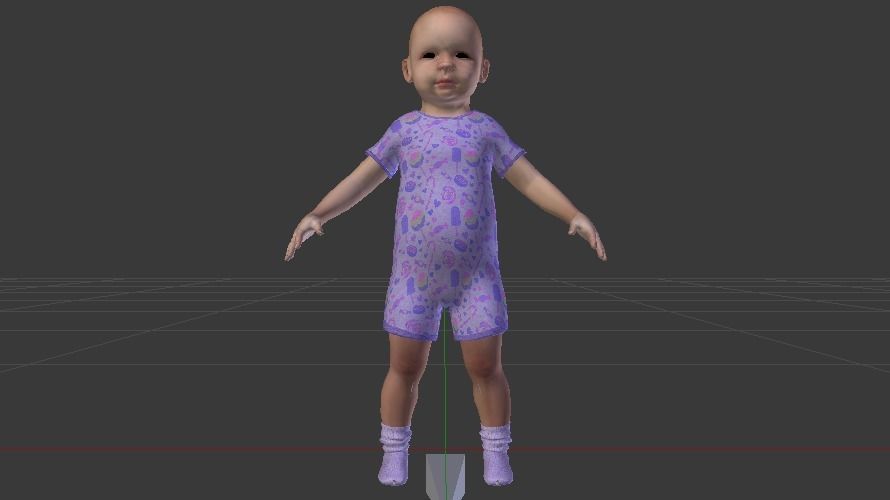 Baby Girl in a Jumper 04 Low-poly 3D model_8
