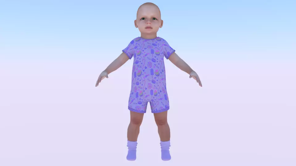 Baby Girl in a Jumper 04 Low-poly 3D model_0