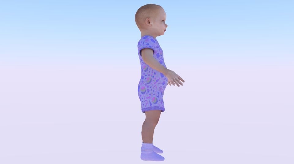Baby Girl in a Jumper 04 Low-poly 3D model_1