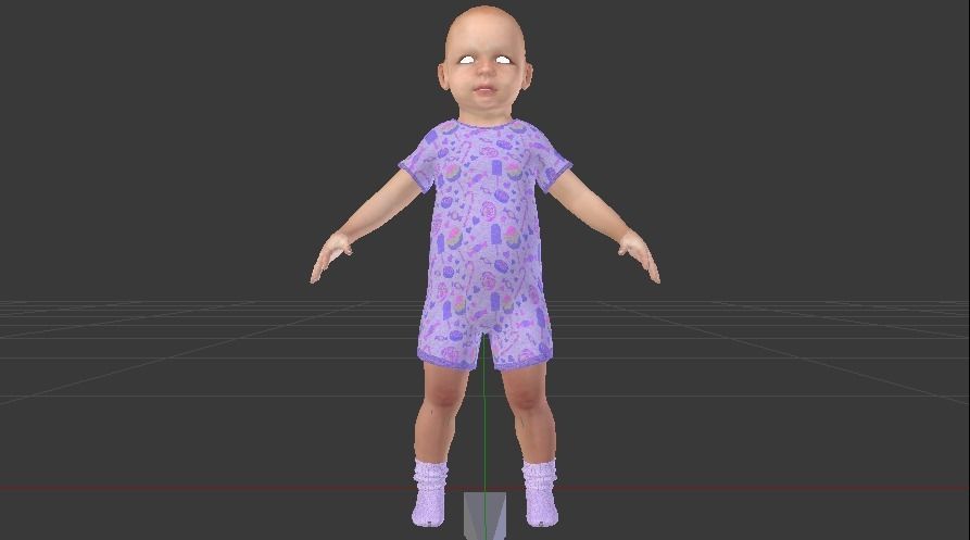 Baby Girl in a Jumper 04 Low-poly 3D model_4