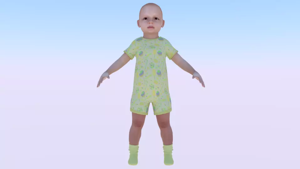 Baby Girl in a Jumper 05 Low-poly 3D model_0