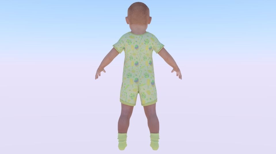 Baby Girl in a Jumper 05 Low-poly 3D model_3