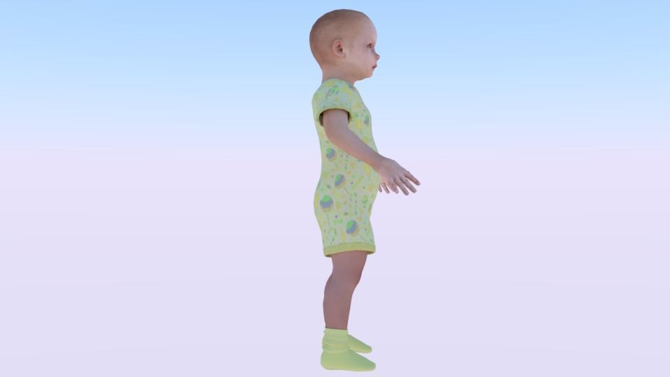 Baby Girl in a Jumper 05 Low-poly 3D model_1