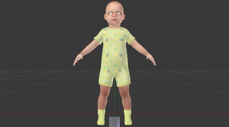 Baby Girl in a Jumper 05 Low-poly 3D model_4
