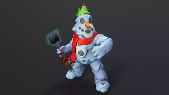 Snowman Low-poly 3D model