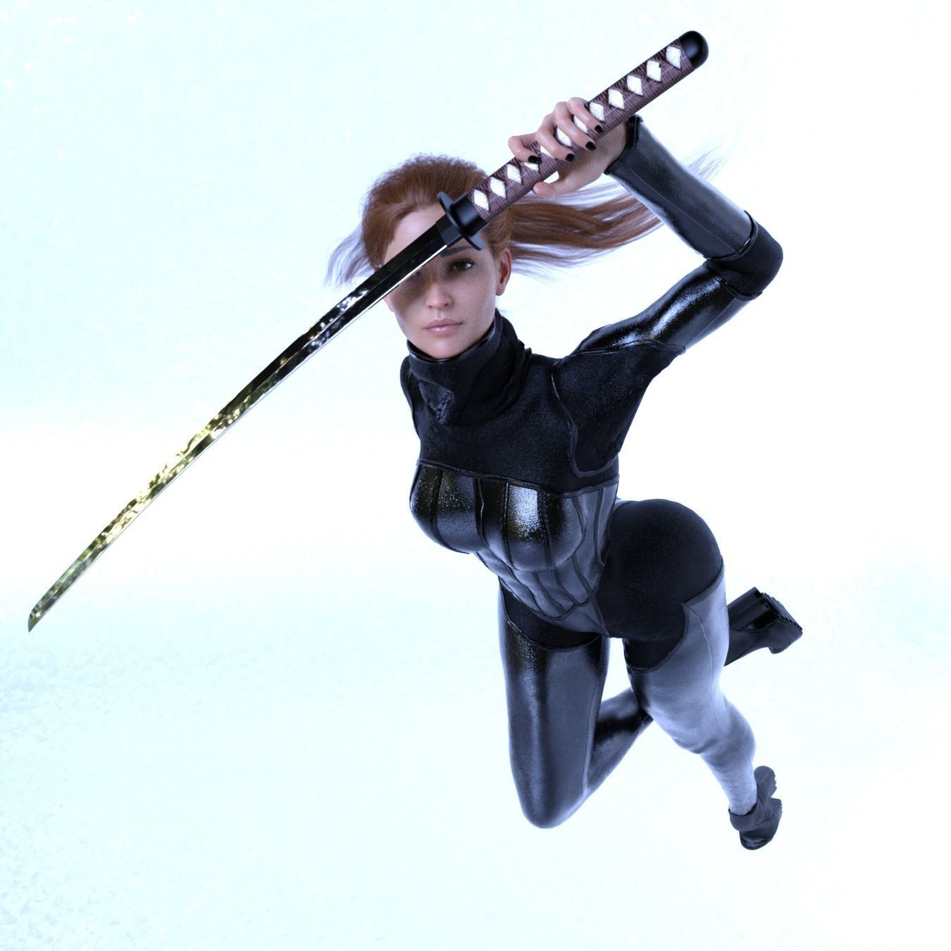 Female Latex Antihero Bodysuit 3D model_3