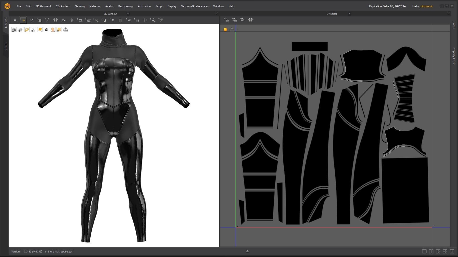 Female Latex Antihero Bodysuit 3D model_14