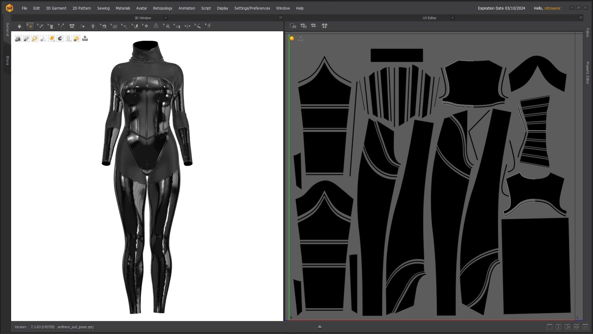 Female Latex Antihero Bodysuit 3D model_15