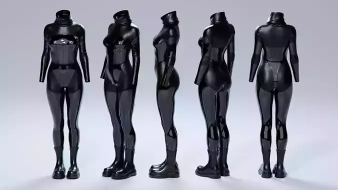 Female Latex Antihero Bodysuit 3D model Female Latex Antihero Bodysuit 3D model