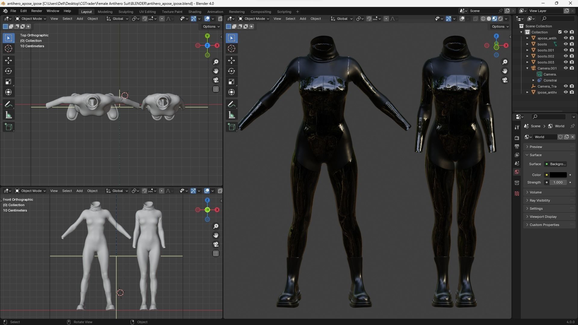 Female Latex Antihero Bodysuit 3D model_11