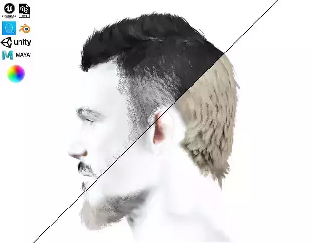 Realistic Male Hair - Faux Hawk Low-Poly