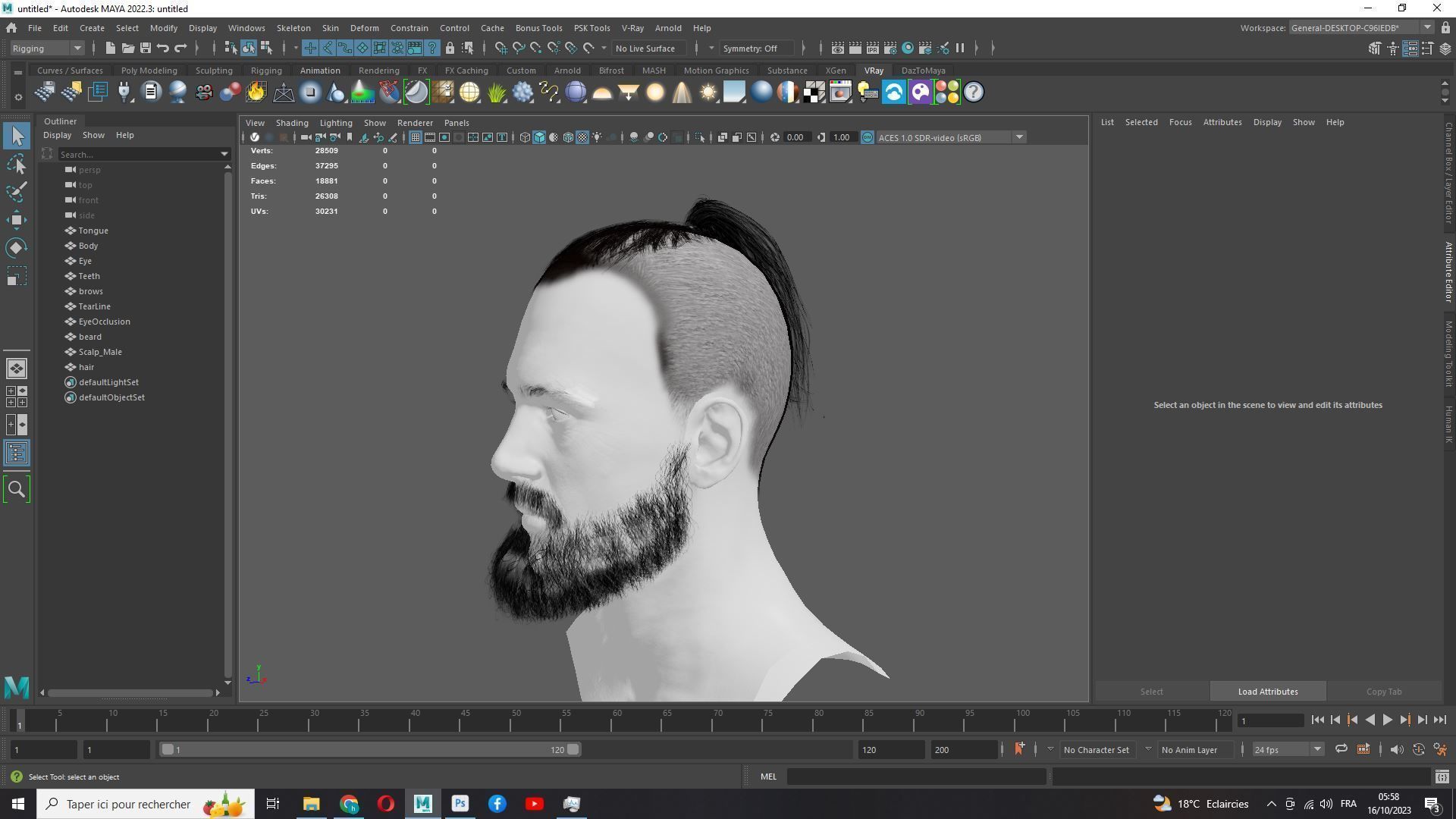 Realistic Mlae Hair - Viking Ponytail Style Low-poly 3D model_18