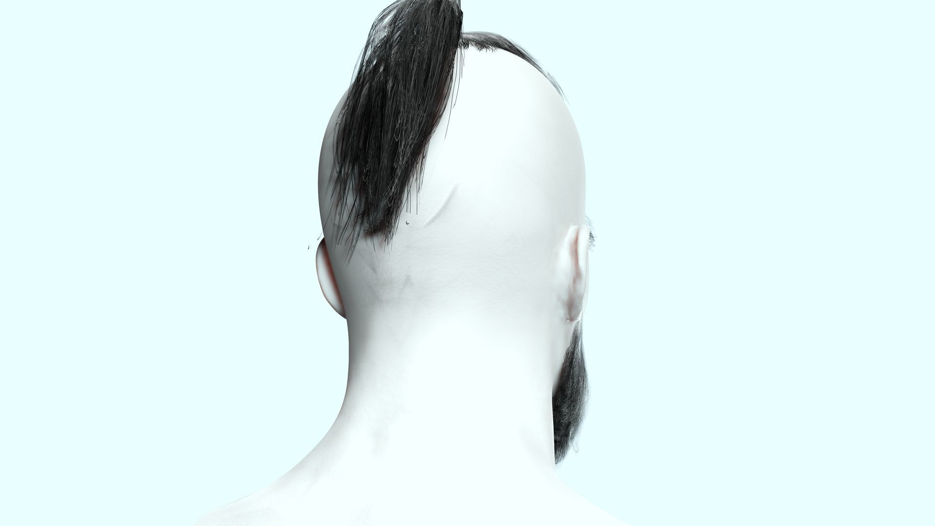 Realistic Mlae Hair - Viking Ponytail Style Low-poly 3D model_9