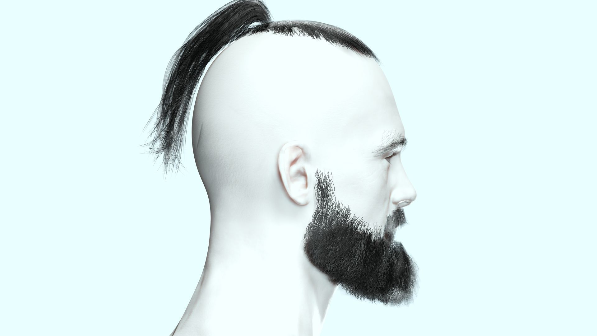 Realistic Mlae Hair - Viking Ponytail Style Low-poly 3D model_11