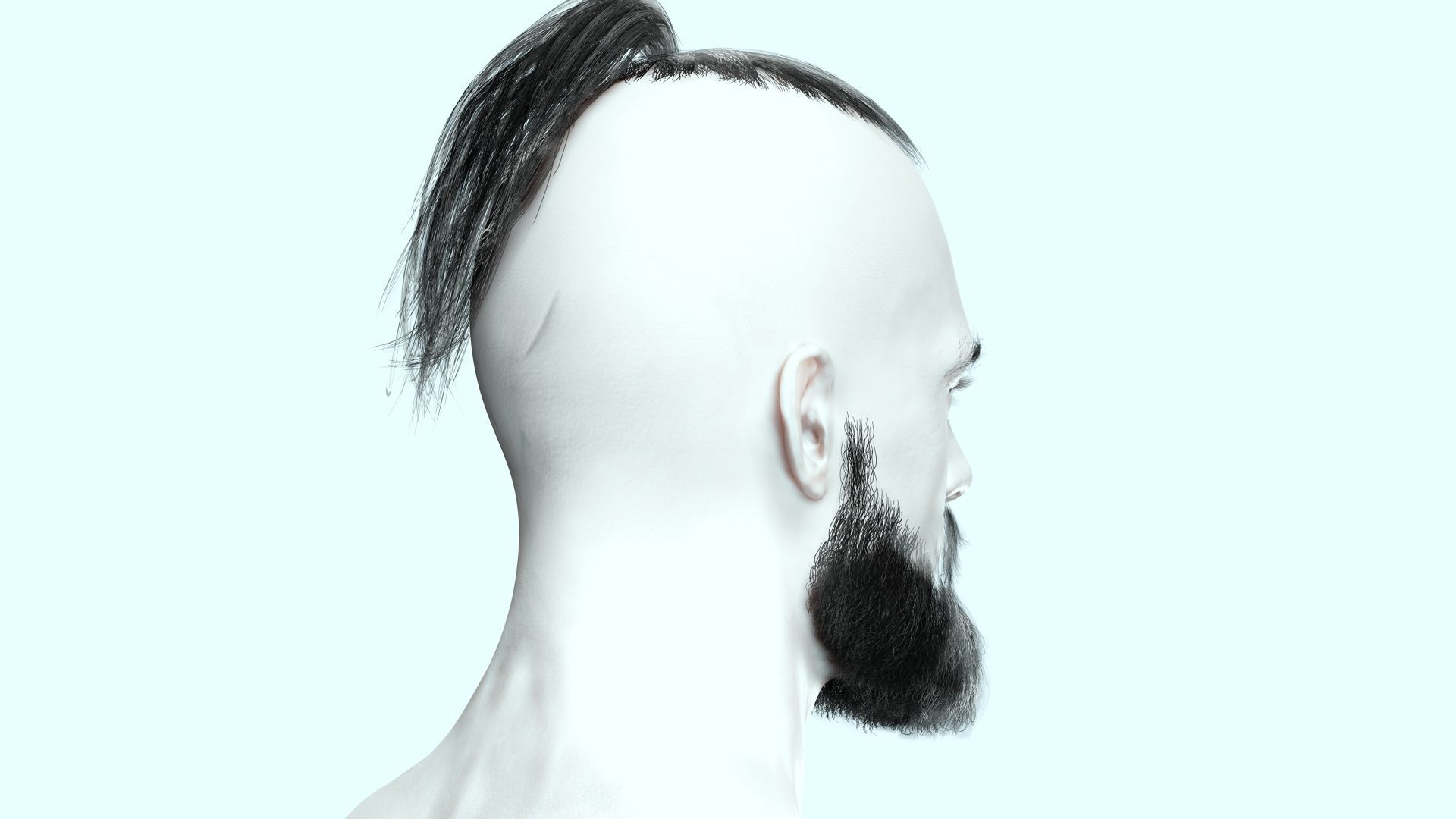 Realistic Mlae Hair - Viking Ponytail Style Low-poly 3D model_10