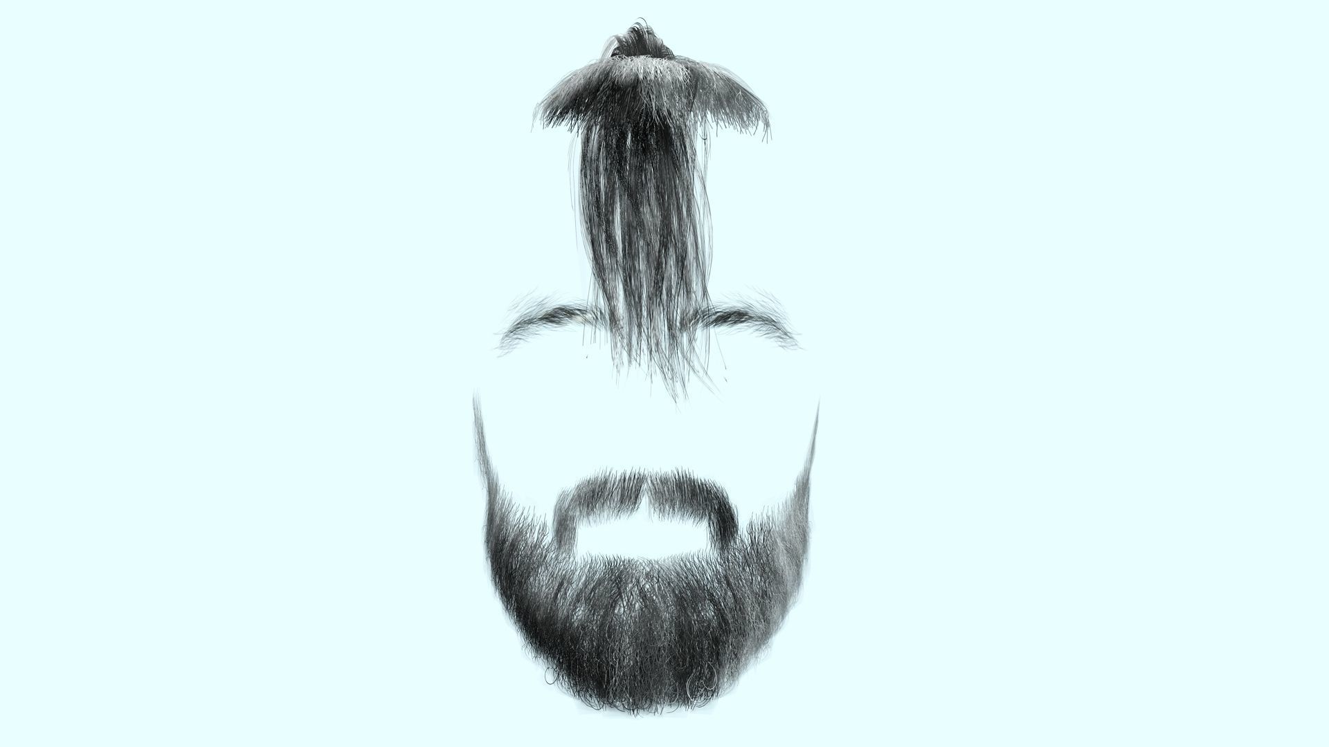 Realistic Mlae Hair - Viking Ponytail Style Low-poly 3D model_13