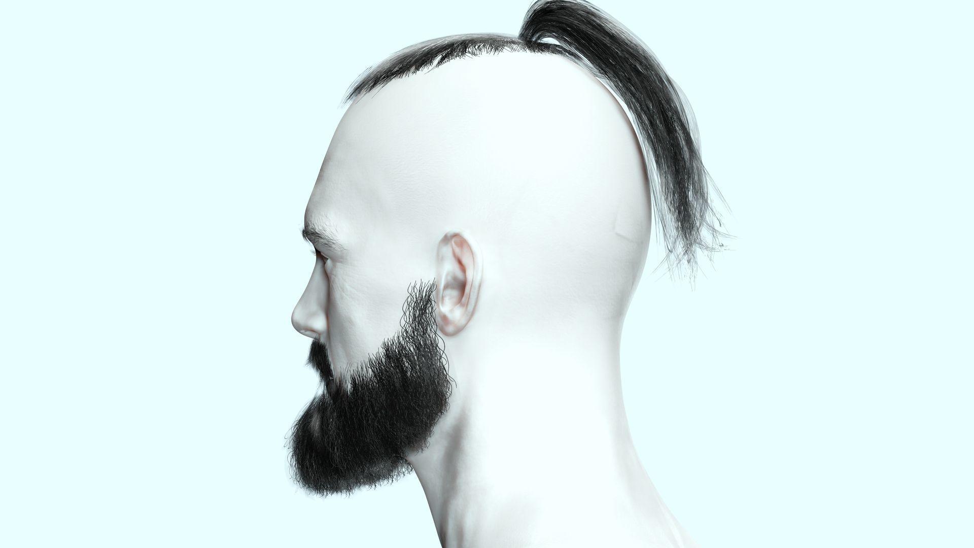 Realistic Mlae Hair - Viking Ponytail Style Low-poly 3D model_7