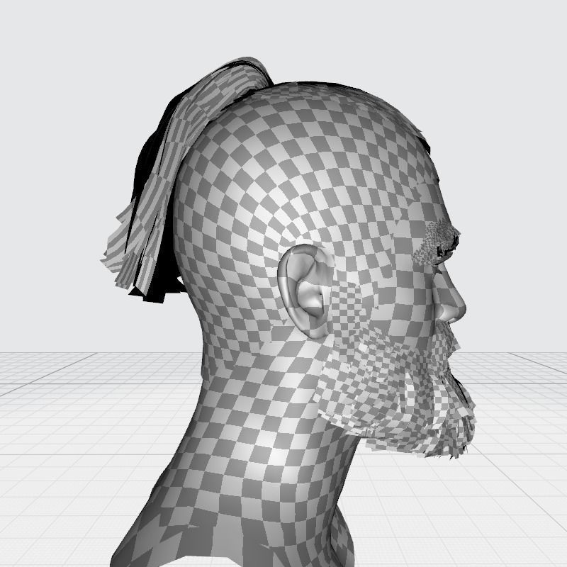 Realistic Mlae Hair - Viking Ponytail Style Low-poly 3D model_26