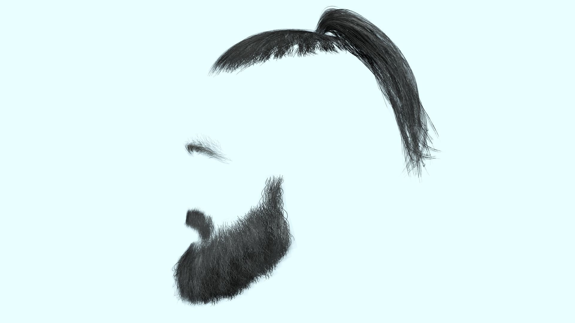 Realistic Mlae Hair - Viking Ponytail Style Low-poly 3D model_12