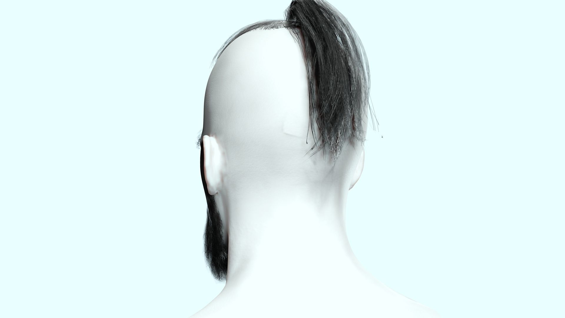 Realistic Mlae Hair - Viking Ponytail Style Low-poly 3D model_8